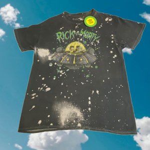 Rick and Morty Bleach Splatter Distressed Tee M